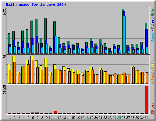 Daily usage for January 2004