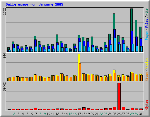 Daily usage for January 2005