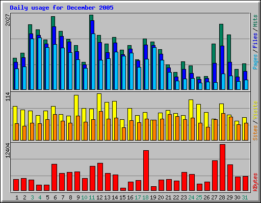 Daily usage for December 2005