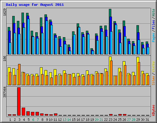 Daily usage for August 2011