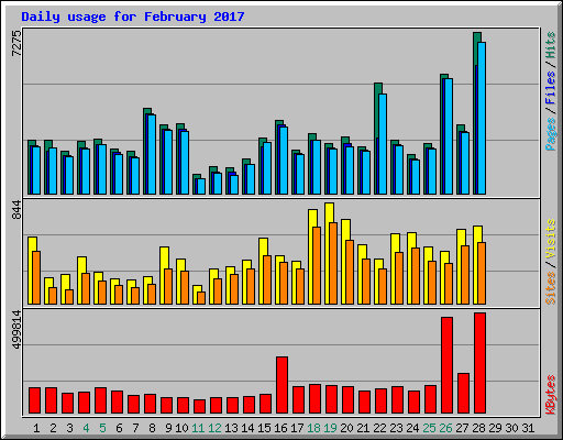 Daily usage for February 2017