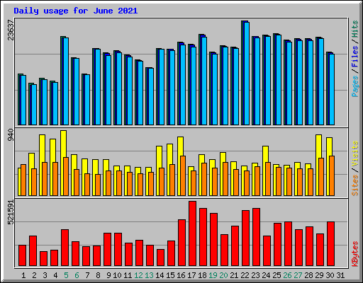 Daily usage for June 2021