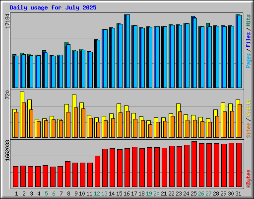 Daily usage for July 2025