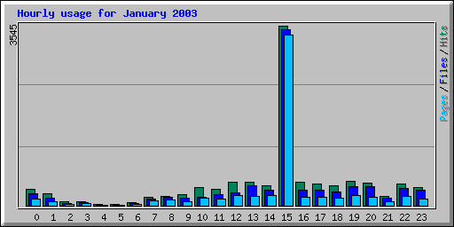 Hourly usage for January 2003